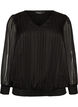 Randig blus med ballongform, Svart, Packshot image number 0
