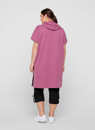 Lång sweatshirt med korta ärmar, Grape Nectar Melange, Model image number 1