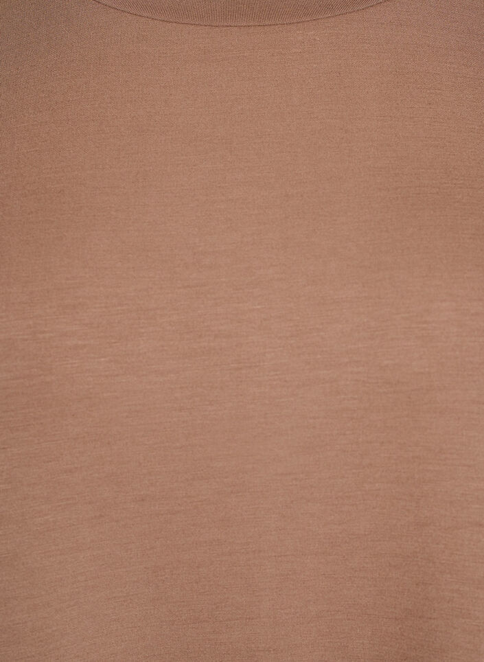 T-shirtklänning i jersey med slits i sidorna, Brun, Packshot image number 2