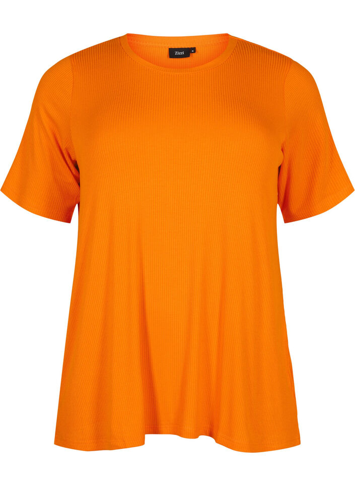 T-shirt i viskos med ribbstruktur, Exuberance, Packshot image number 0