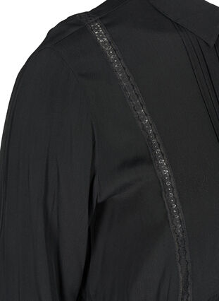 Viskos klänning med spets, Black, Packshot image number 3