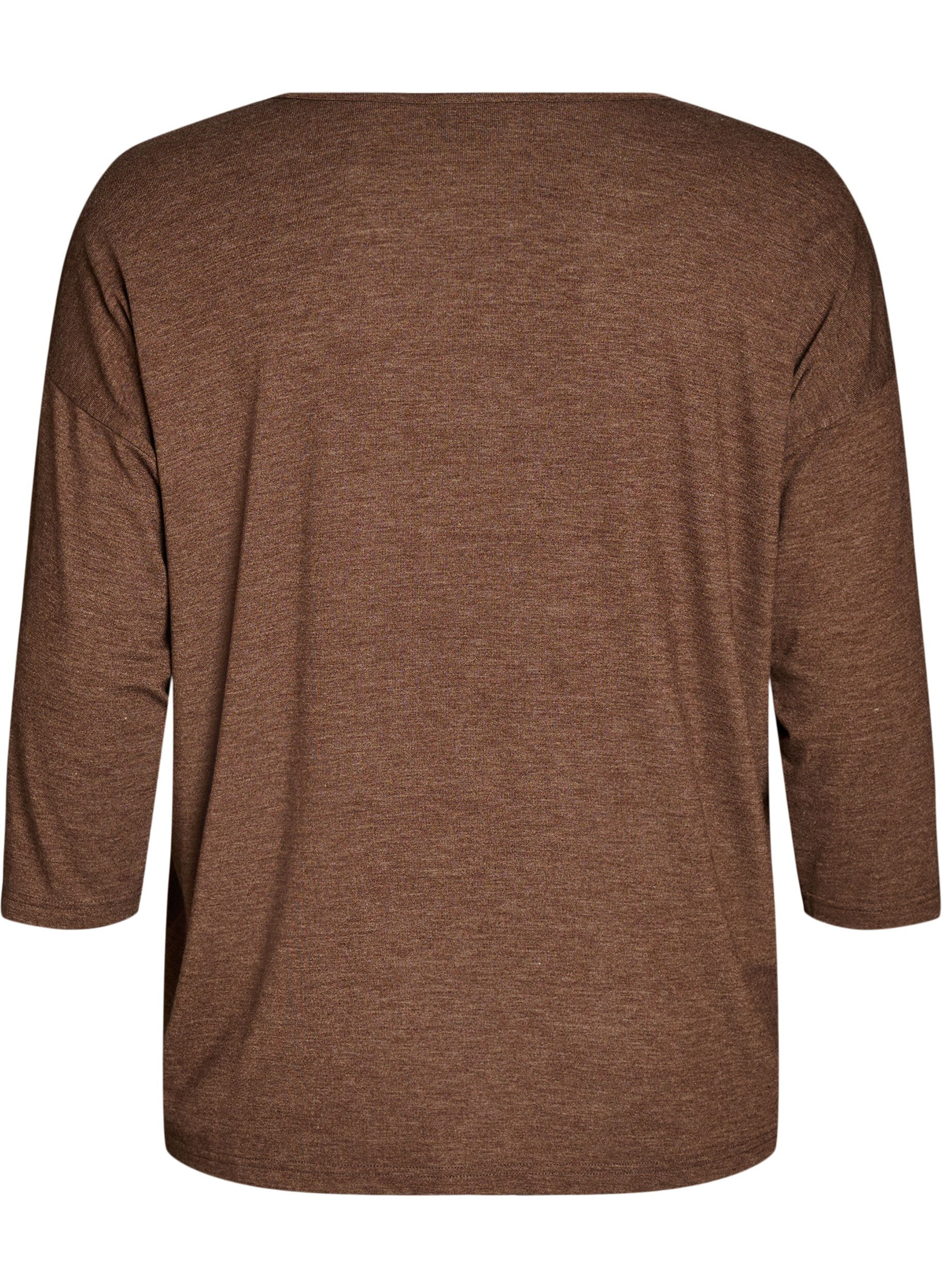 ZizziJerseyblus med 3/4-&auml;rm, Brun, Packshot image number 1