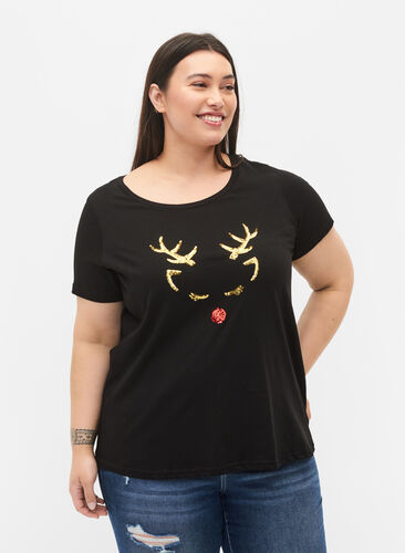 Jultopp i bomull, Black Reindeer, Model image number 0