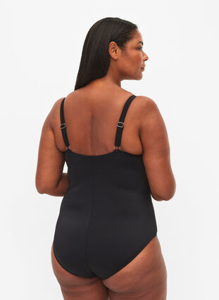 ZizziVadderad baddräkt med draperingar, Svart, Model image number 1