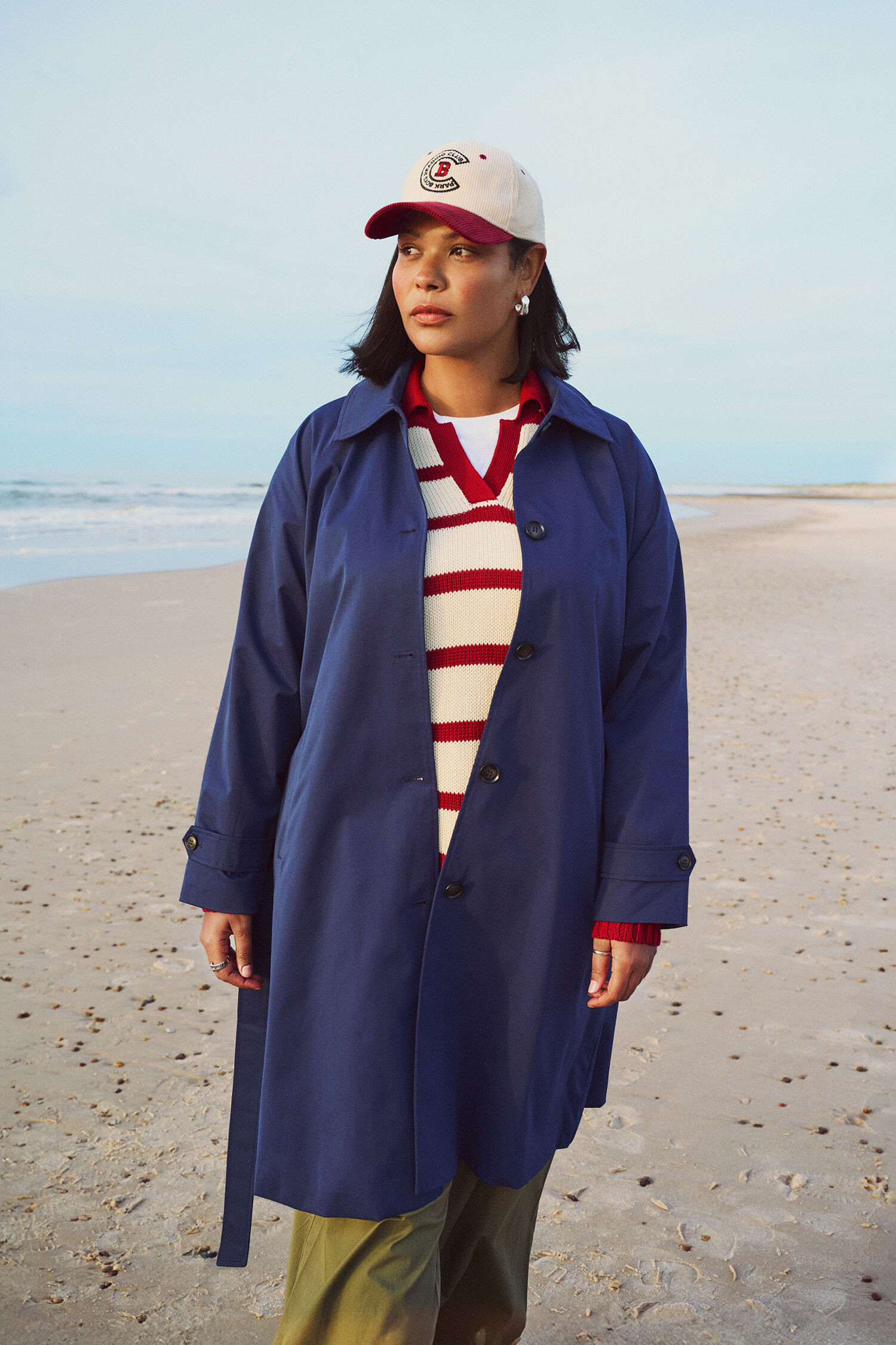 Zizzi Bl&aring; trenchcoat, , Model