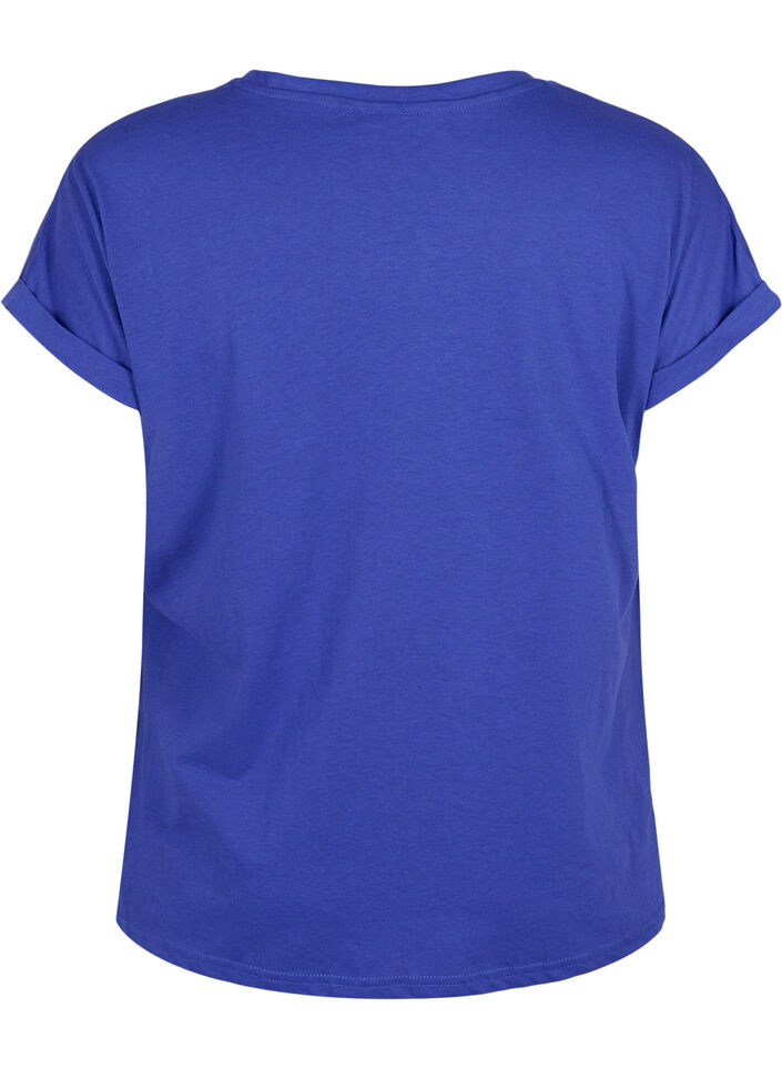 Kort&auml;rmad t-shirt i bomullsmix, Bl&aring;, Packshot image number 1