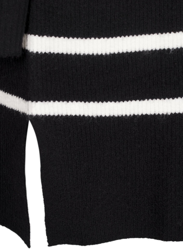 Långärmad stickad klänning med ränder, Black Cloud D. Comb, Packshot image number 3