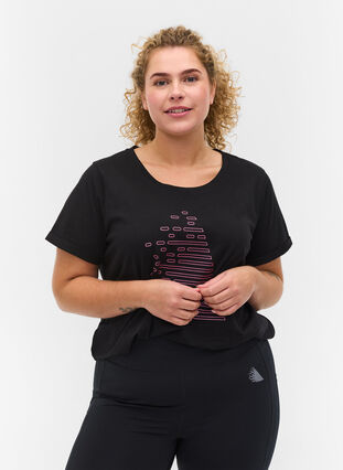  T-shirt till träning med print, Black Diva Pink, Model image number 0