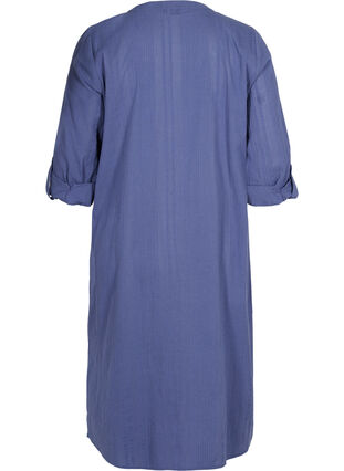 Skjortklänning i bomull med 3/4-ärmar, Nightshadow Blue, Packshot image number 1