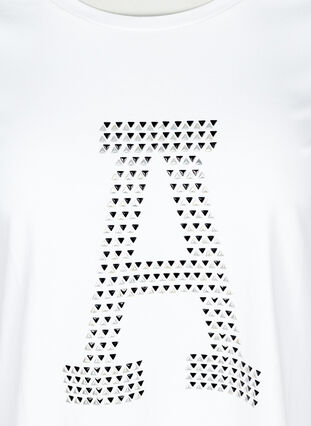 Bomulls t-shirt med nitar, Bright White, Packshot image number 2