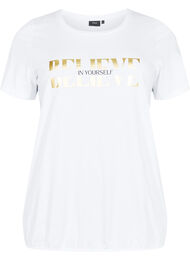 Bomulls t-shirt med folietryck, B. White w. Believe