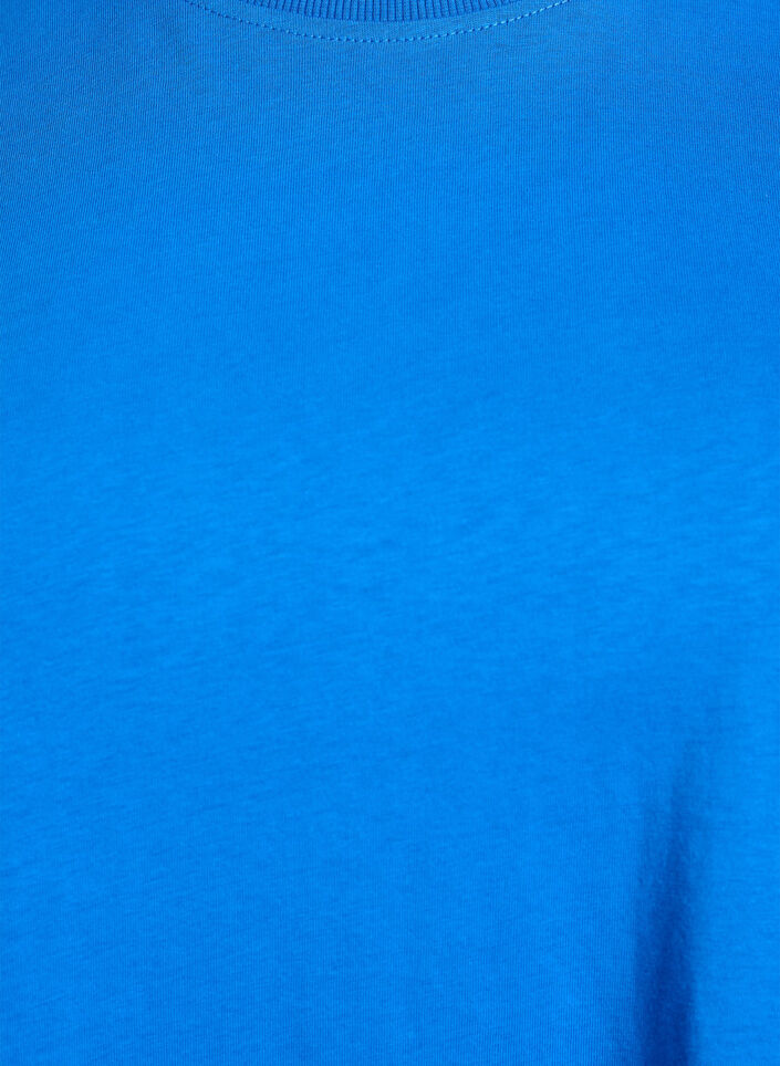 Enkel t-shirt i bomull med rund halsringning, Bl&aring;, Packshot image number 2