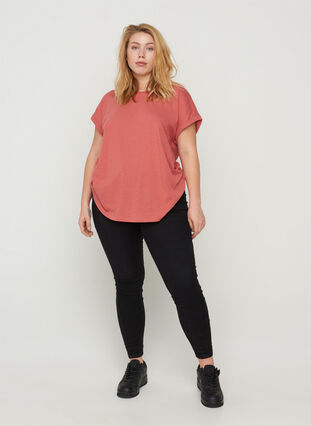 T-shirt i bomullsmix, Faded Rose Mel., Model image number 2