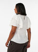Blus med smock och volang&auml;rmar, Vanilla, Model image number 2