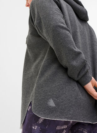 Sweatshirt med huva och slits, Dark Grey Melange, Model image number 3