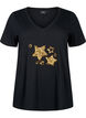 T-shirt i bomull med paljetter, Black W. Star, Packshot image number 0