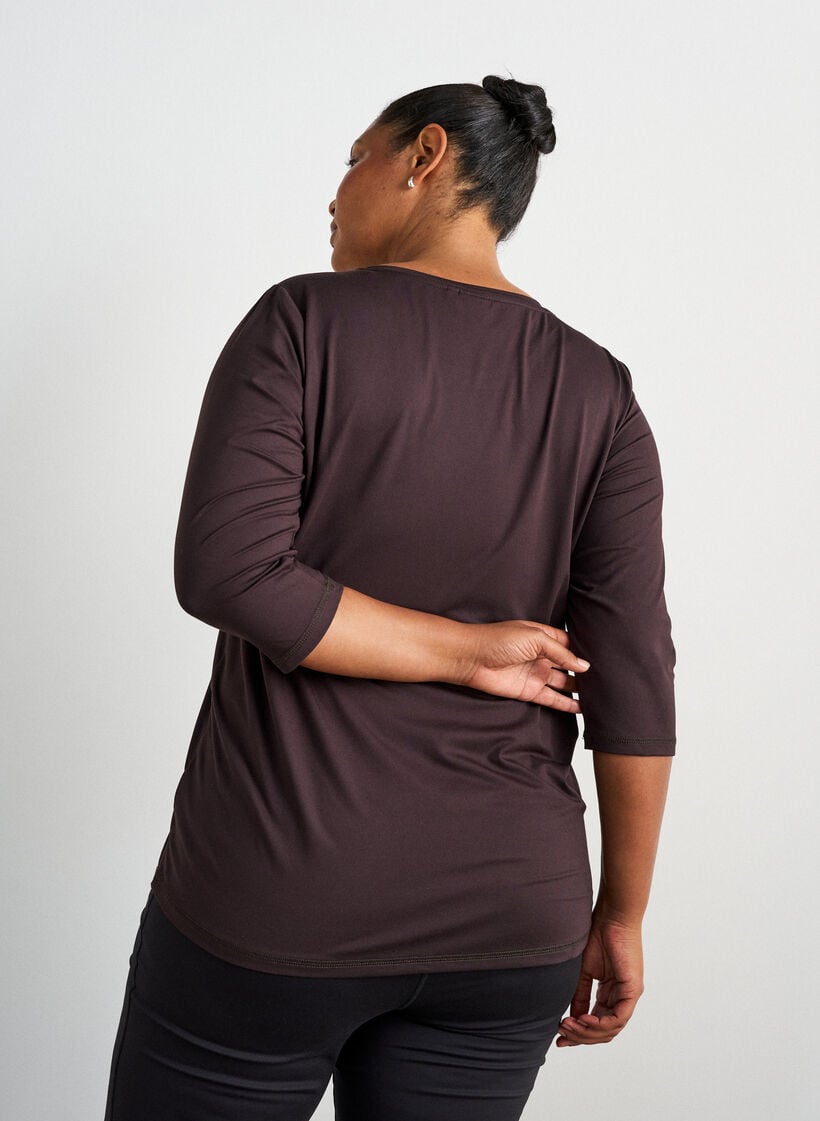Tr&auml;ningstr&ouml;ja med 3/4 &auml;rmar, Brown, Model image number 2