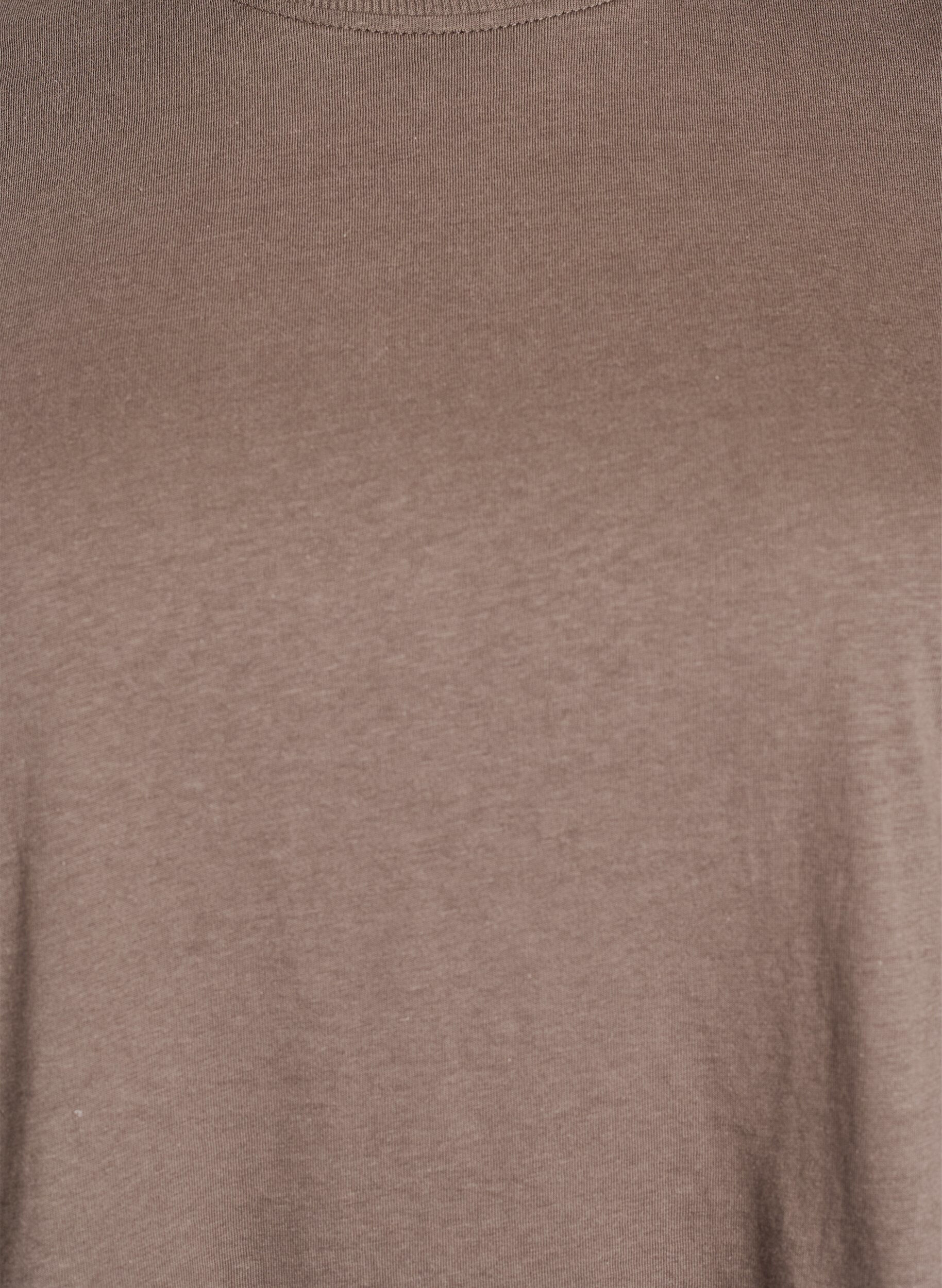 ZizziEnkel t-shirt i bomull med rund halsringning, Brun, Packshot image number 2