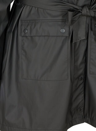 Regnjacka med bälte och huva, Black, Packshot image number 3