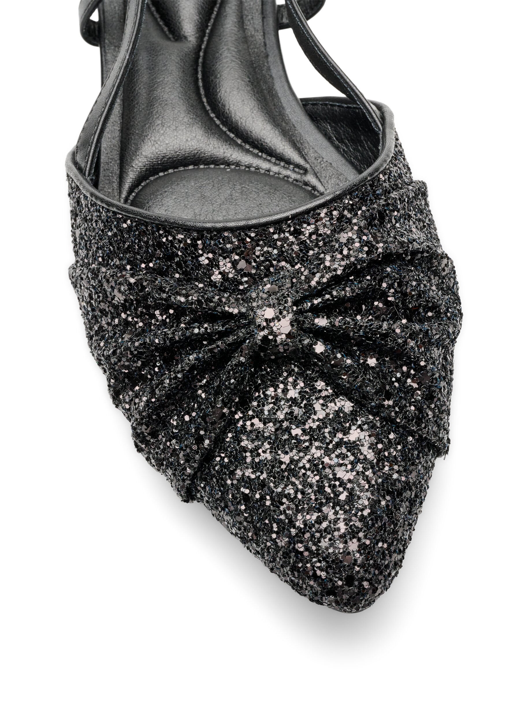 ZizziGlittrig slingback med rosett, Svart, Packshot image number 3