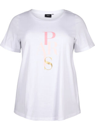 T-shirt i bomull med texttryck, B. White w. Paris, Packshot image number 0