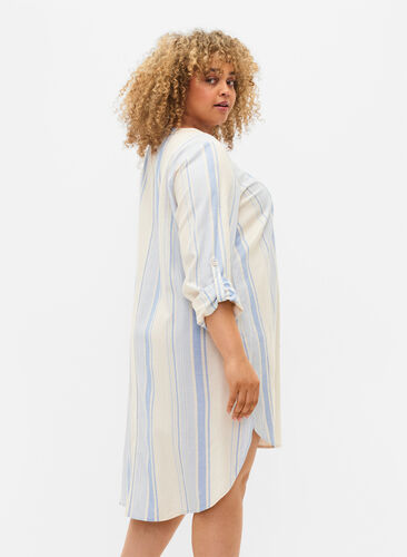 Randig klänning med långa ärmar, Birch w. Stripes, Model image number 1