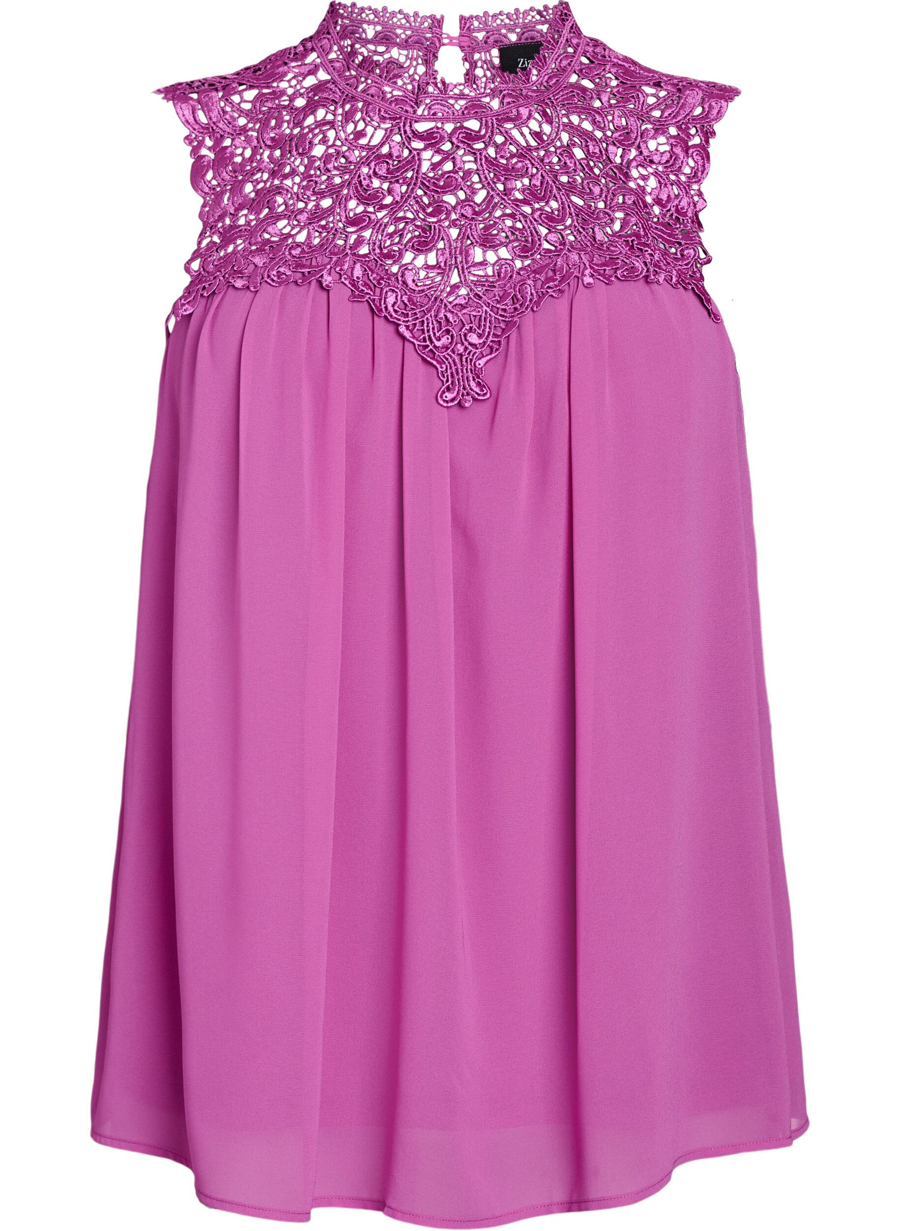 Zizzi &Auml;rml&ouml;s partytopp med virkade detaljer, Lila, Packshot image number 0