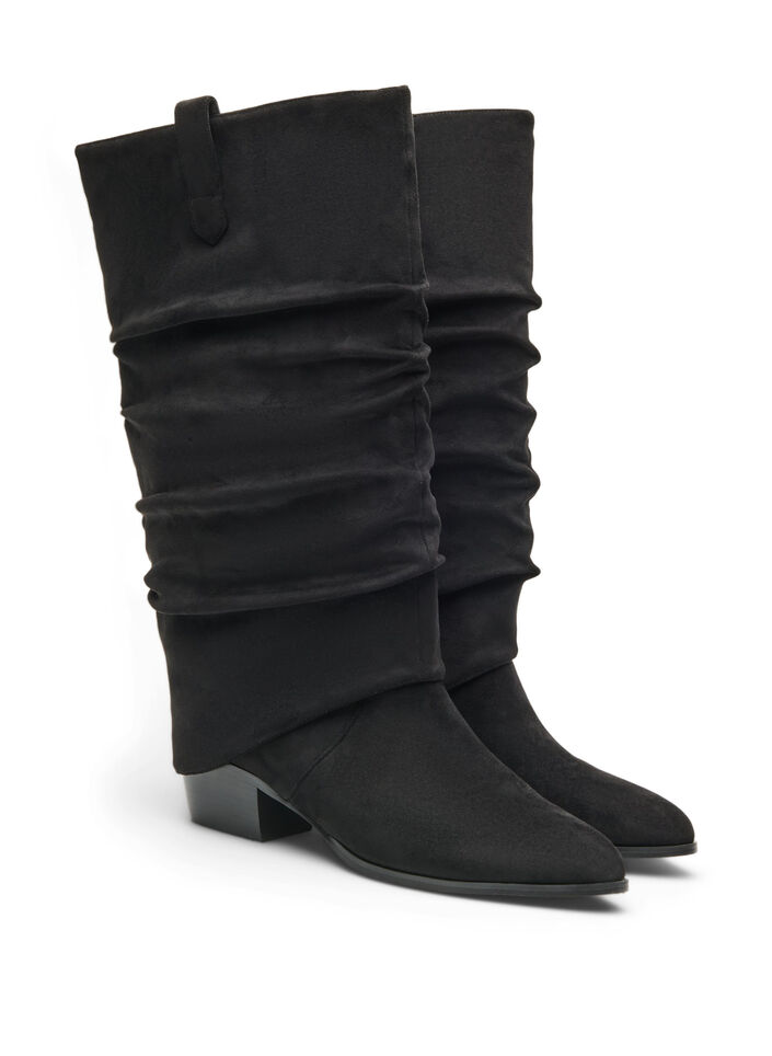 H&ouml;g st&ouml;vel i mockaimitation med avtagbart skaft, Svart, Packshot image number 1