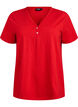 T-shirt med knappdetalj, R&ouml;d, Packshot image number 0