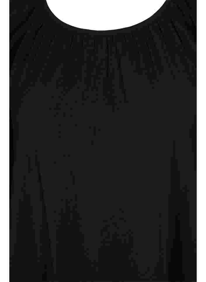 A-linjeformad tunika med 3/4-ärmar, Black, Packshot image number 2
