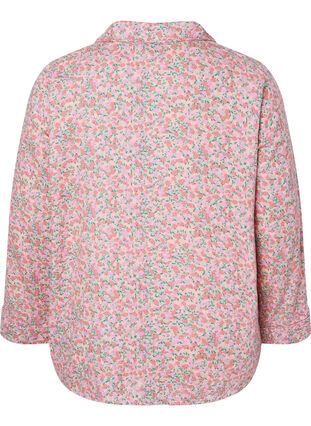 Pyjamasskjorta i bomull med blommönster, Powder Pink, Packshot image number 1