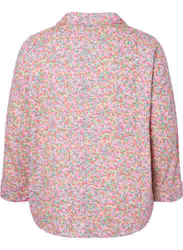 Pyjamasskjorta i bomull med blommönster, Powder Pink, Packshot image number 1