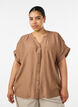 Blus i viskos med knappar och struktur, Brun, Model image number 0