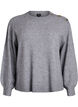 Stickad blus med knappdetalj, Gr&aring;, Packshot image number 0
