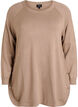 Stickad blus med knappar i sidan, Beige, Packshot image number 0