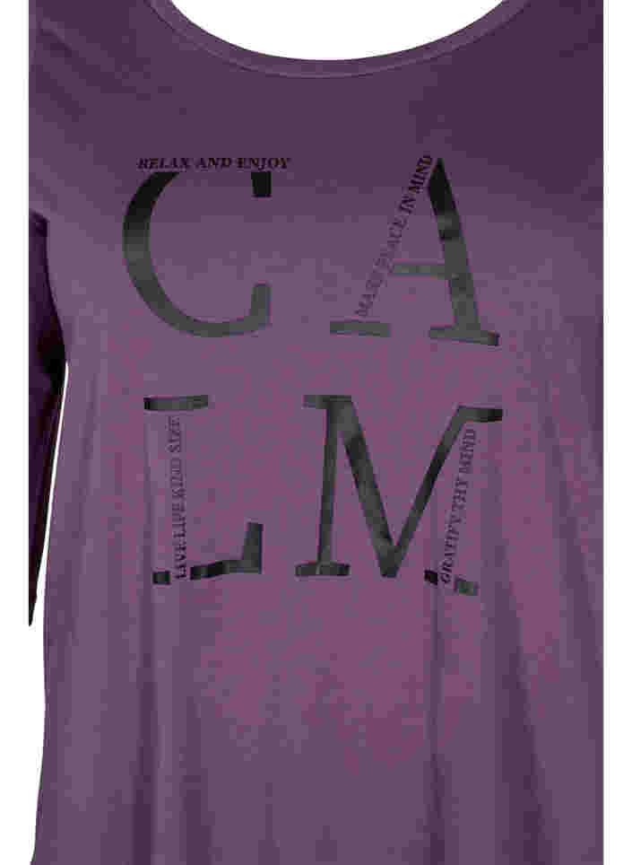 T-shirt i bomull med 3/4-ärmar, Vintage Violet, Packshot image number 2