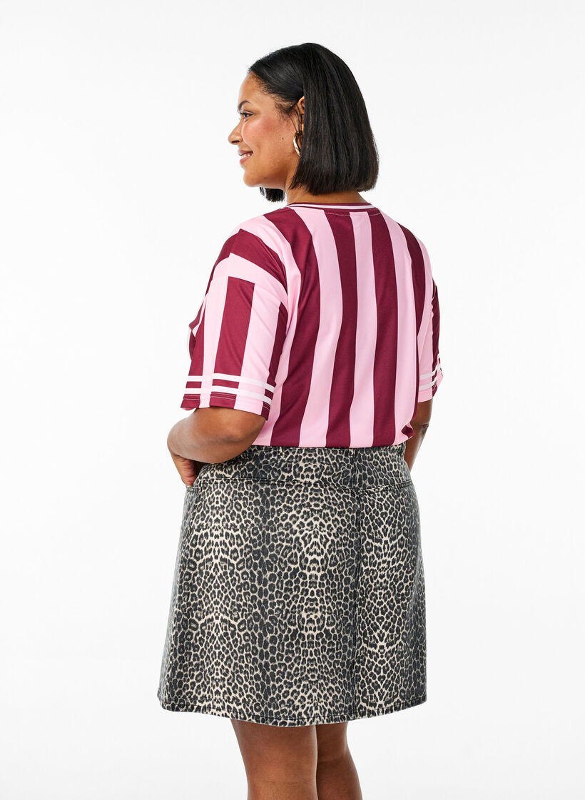 Kort a-linjeformad jeanskjol, Brun, Model image number 2