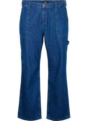 Cargo Jeans med rak passform, Dark blue, Packshot image number 0