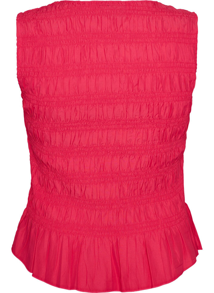 Smocktopp med b&aring;tringning och peplum, Rosa, Packshot image number 1