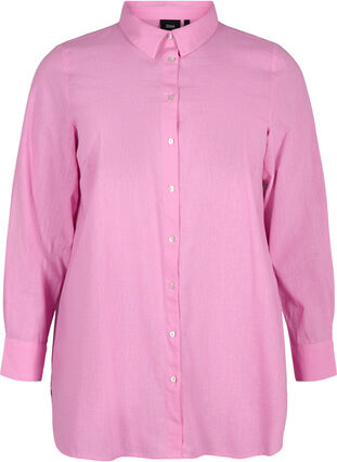 Långskjorta i linne och bomull, Rosebloom, Packshot image number 0