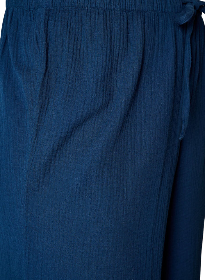L&ouml;sa pyjamasbyxor i bomullsmuslin, Bl&aring;, Packshot image number 3