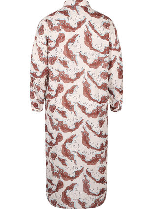 Mönstrad klänning med långa ärmar och knappar, Camouflage AOP, Packshot image number 1