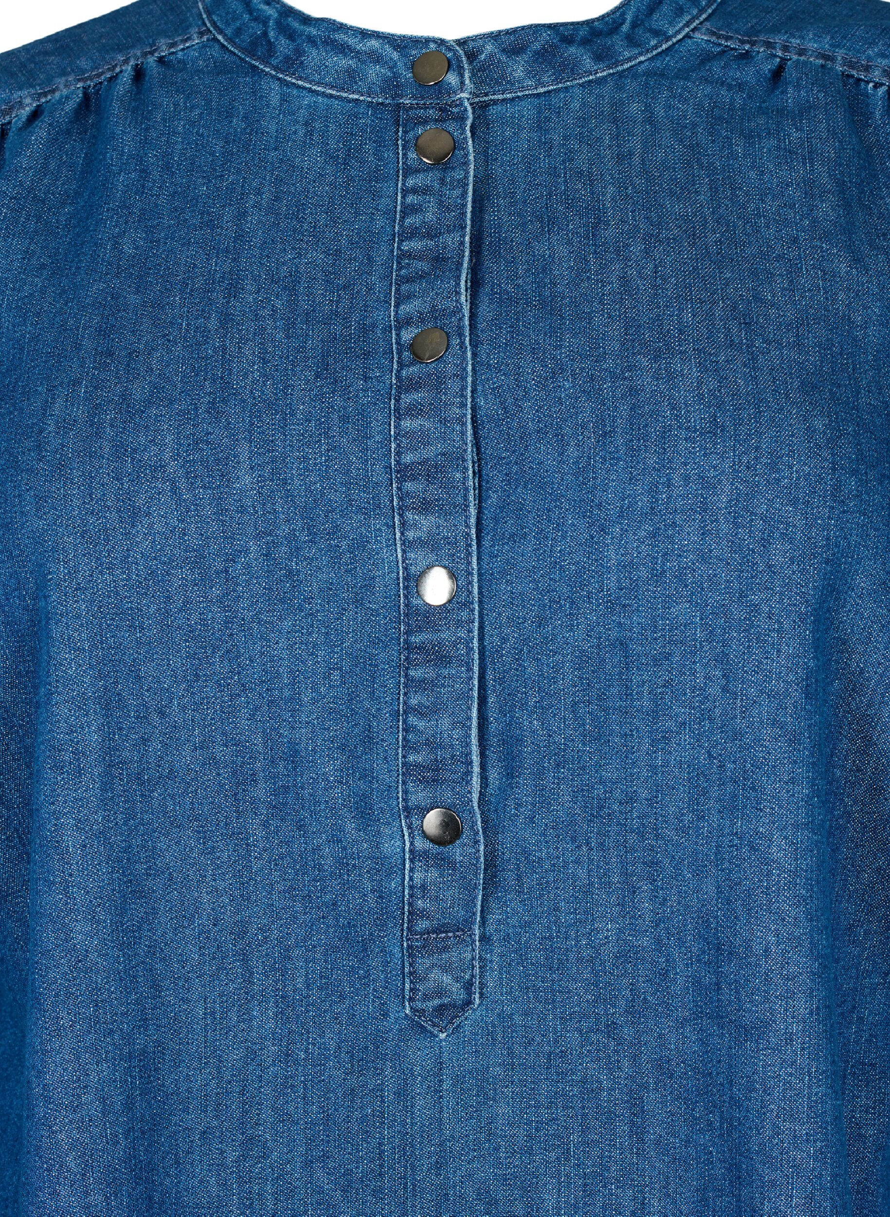 Zizzi L&aring;ng&auml;rmad jeanskl&auml;nning, Blue denim, Packshot image number 2
