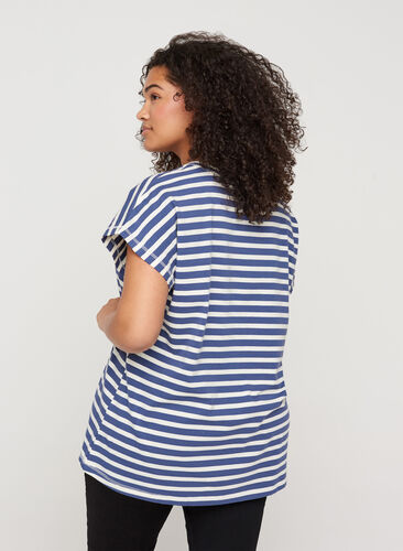 Randig t-shirt i bomull, Twilight Blue Stripe, Model image number 1