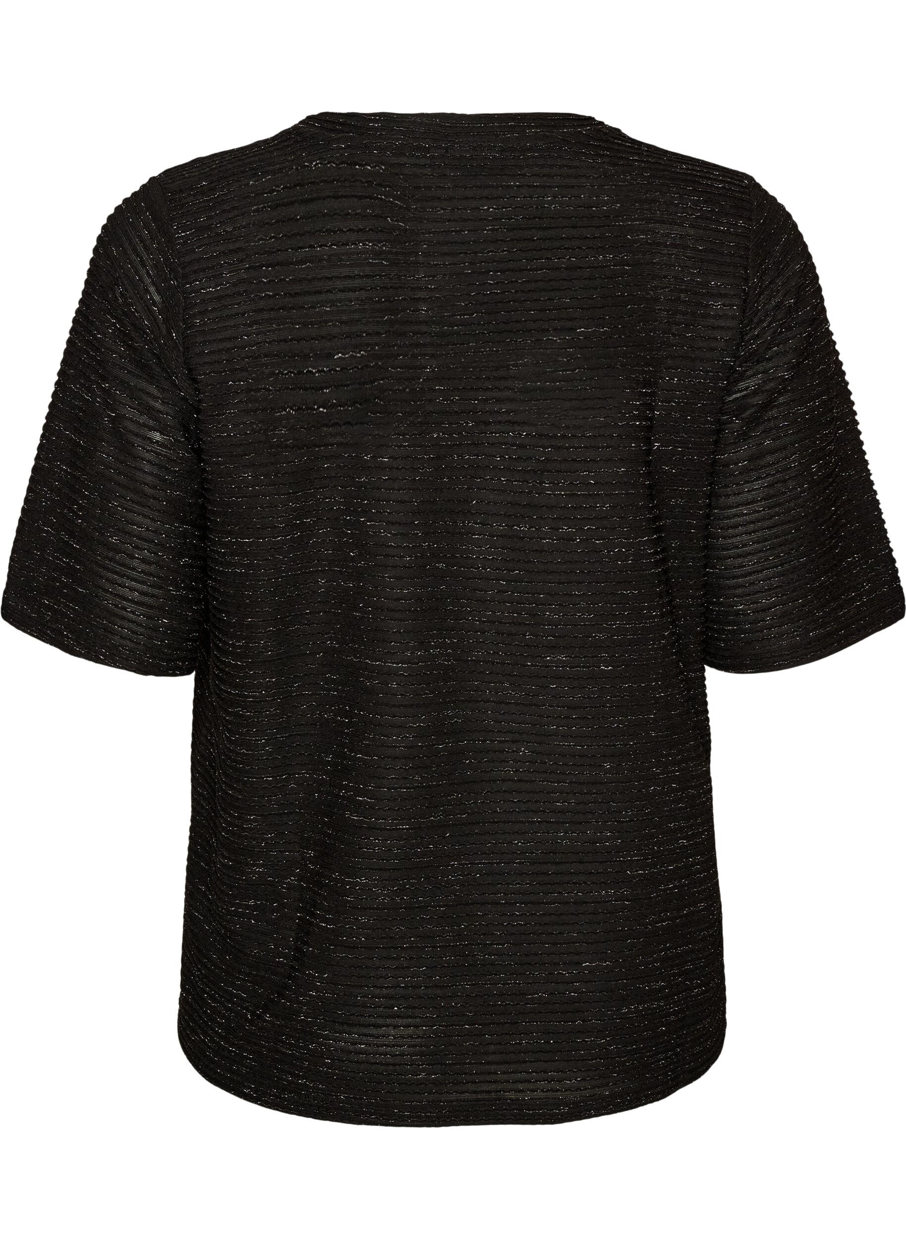 ZizziBlus med struktur och glitter, Svart, Packshot image number 1