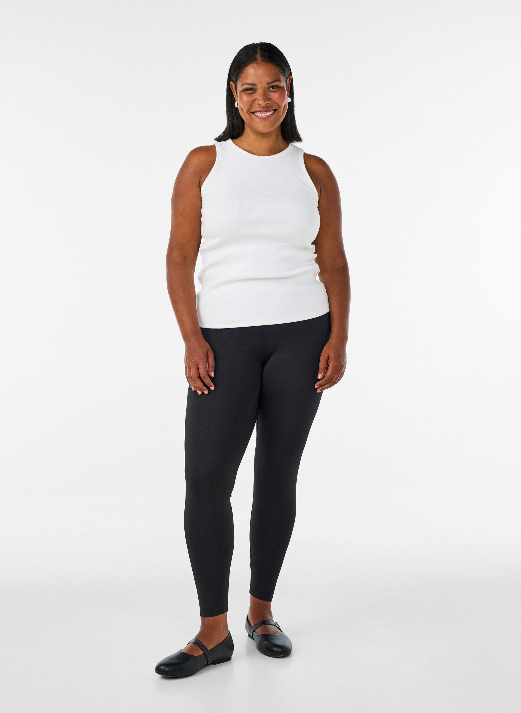 Zizzi2-pack basic leggings, Svart, Model image number 1