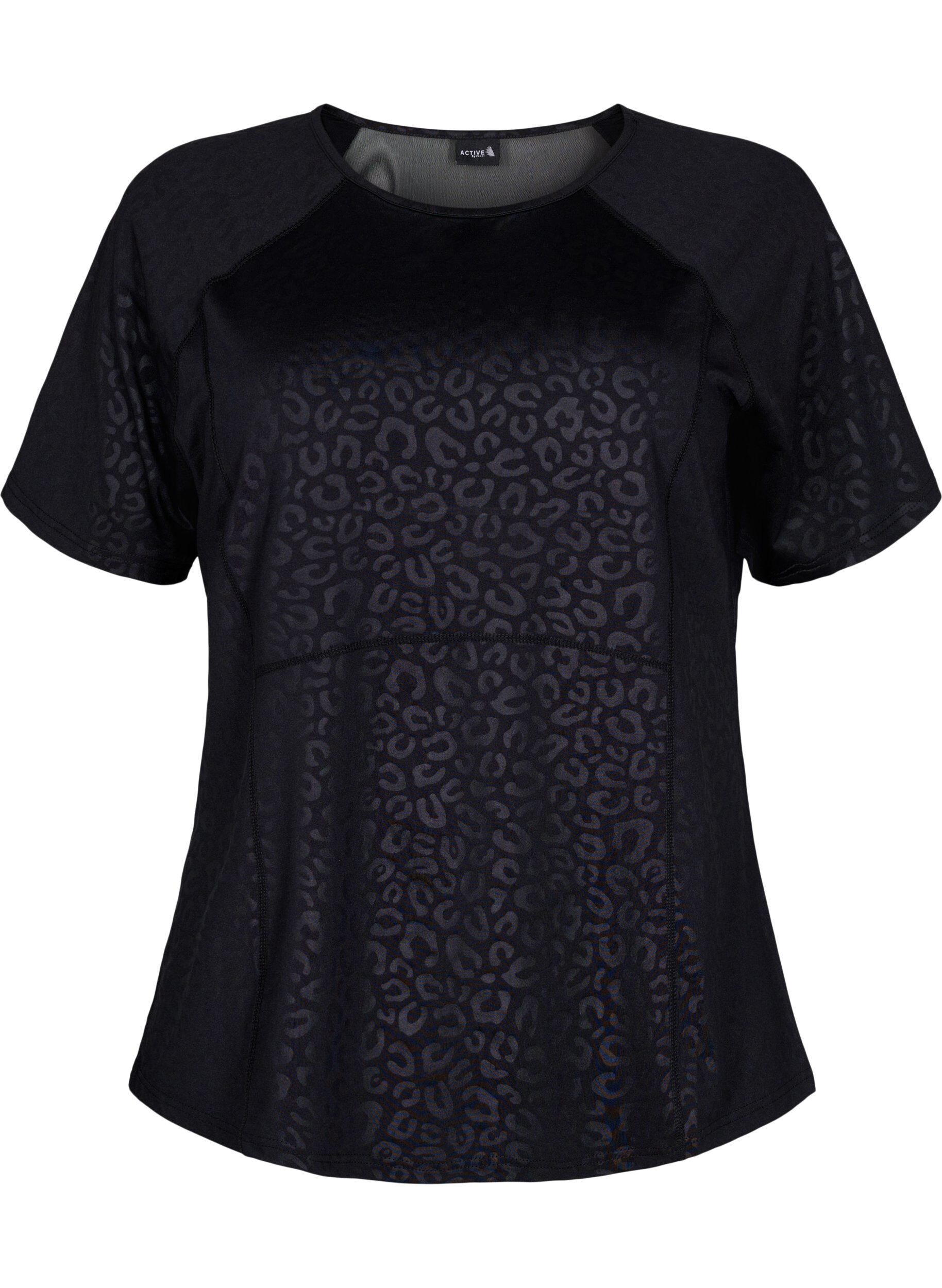 Zizzi Tr&auml;ningst-shirt med tryck och mesh, Black, Packshot image number 0