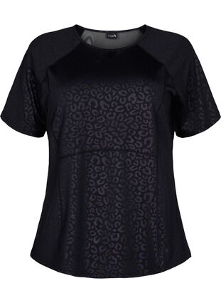 Träningst-shirt med tryck och mesh, Black, Packshot image number 0