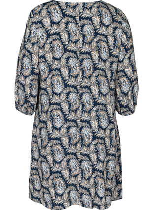 Viskosklänning med paisleymönster och a-form, Blue Paisley AOP, Packshot image number 1
