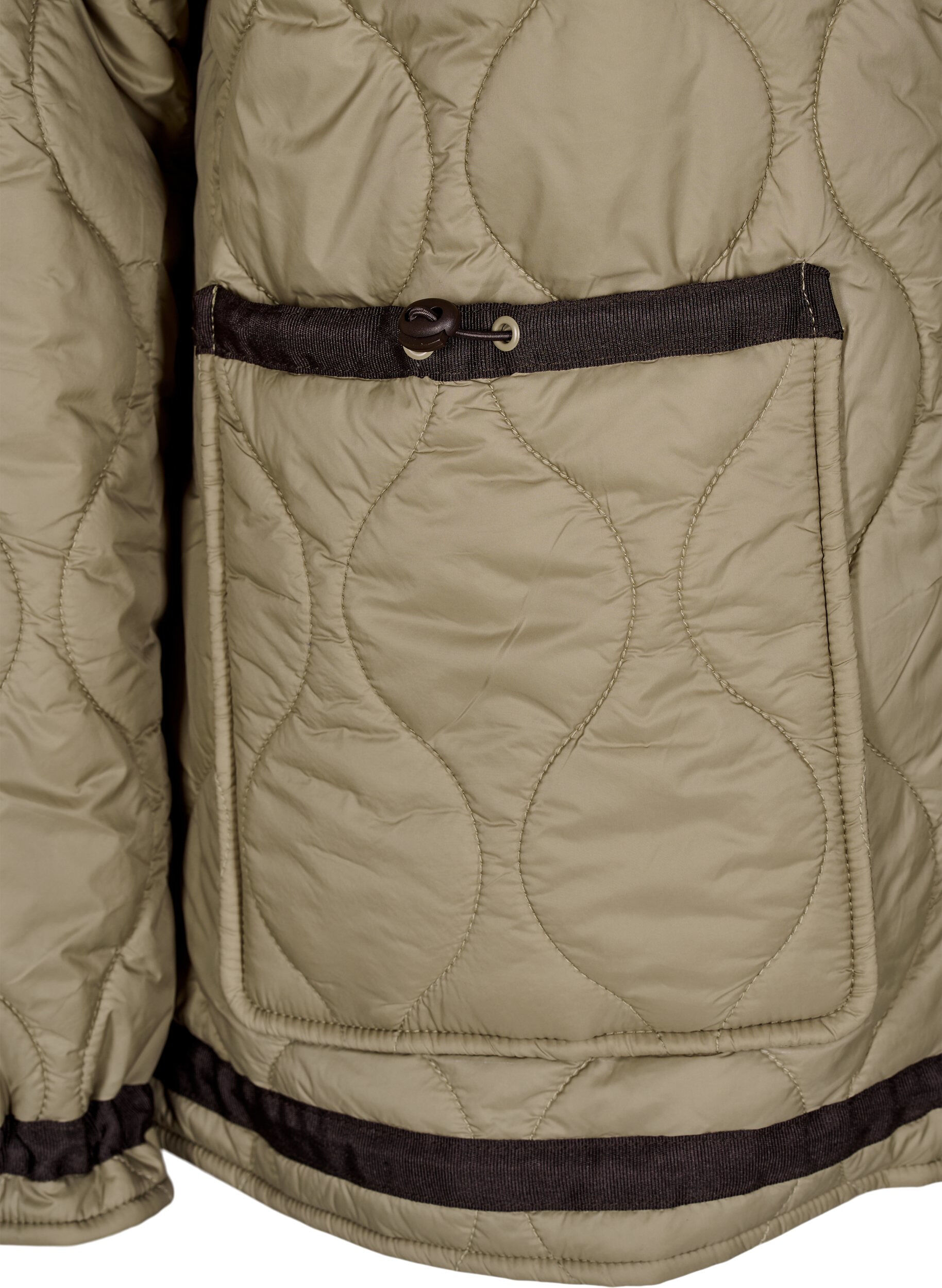 Zizzi Kort quiltad jacka med kontrastdetaljer, Beige, Packshot image number 3